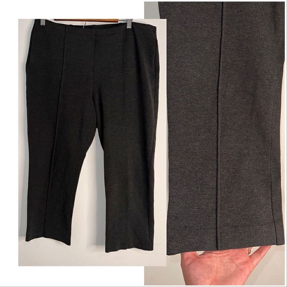 Chicos Women 14P Charcoal Gray Elastic Waist Modern Casual Quality Stretch Pants